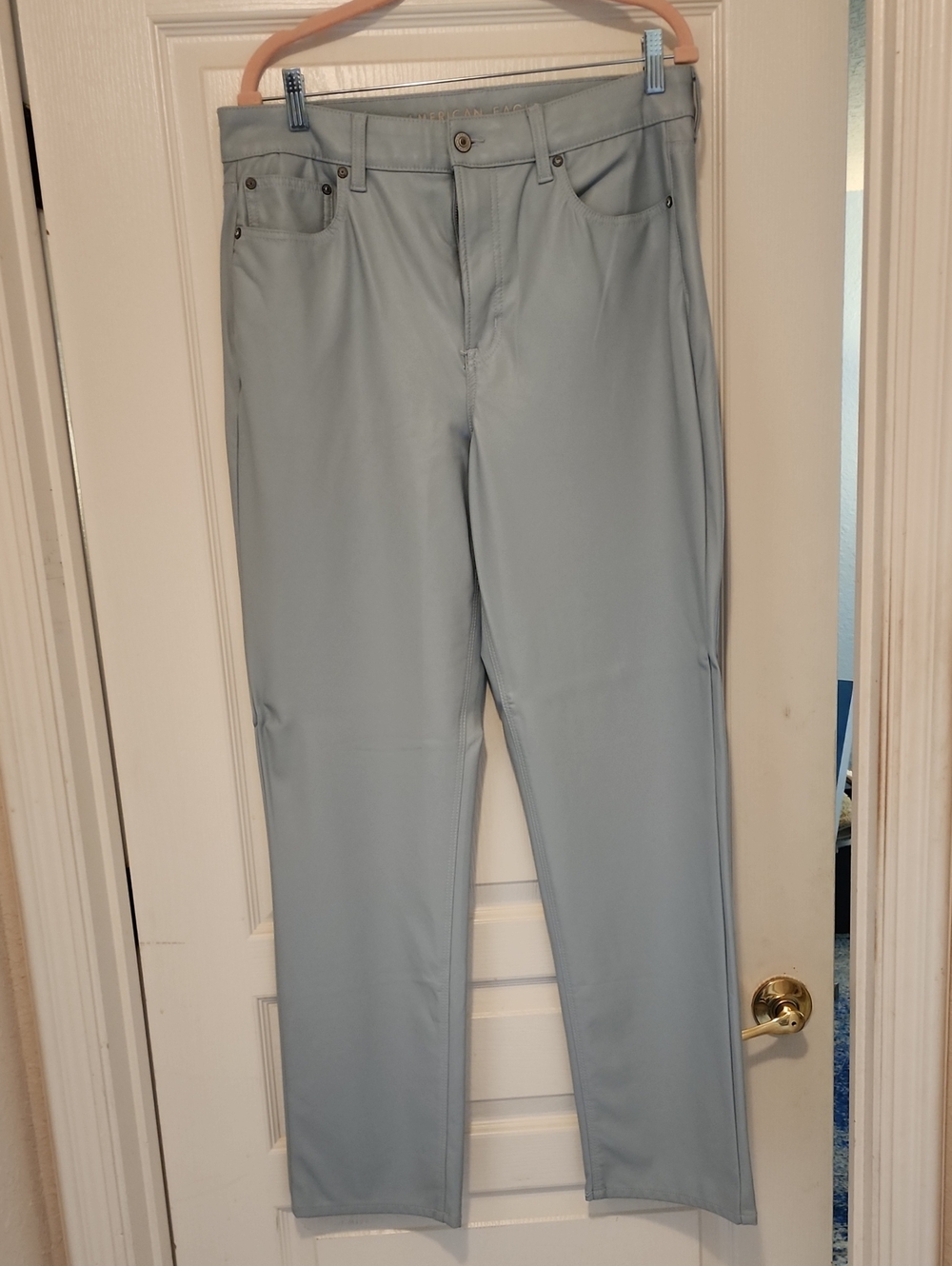 American Eagle Outfitters Light Blue Faux Leather Pants